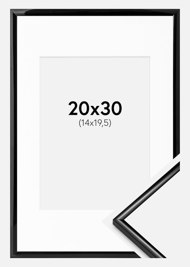 Ramme Scandi Sort 20x30 cm - Passepartout Hvid 15x21 cm (A5)