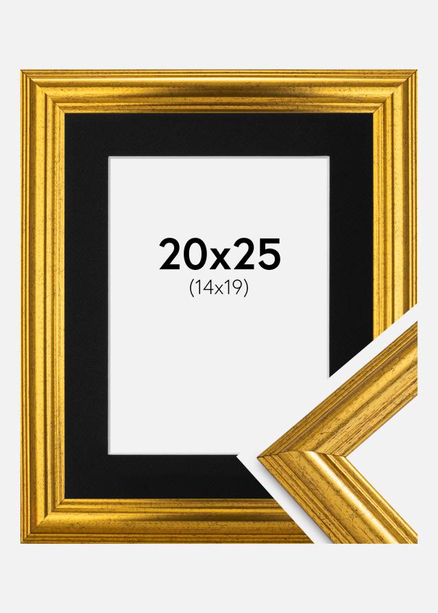 Ramme Västkusten Guld 20x25 cm - Passepartout Sort 15x20 cm