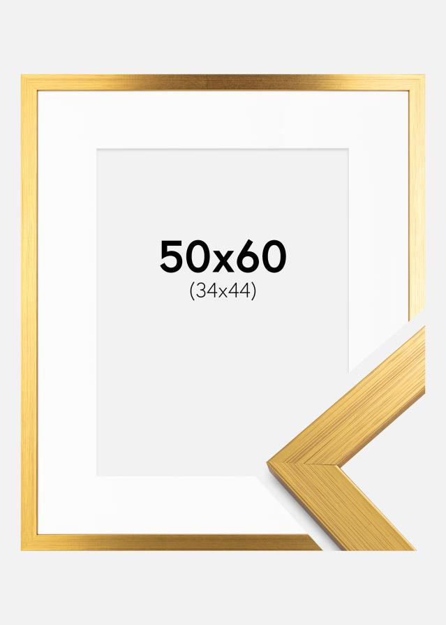 Ramme Gold Wood 50x60 cm - Passepartout Hvid 35x45 cm