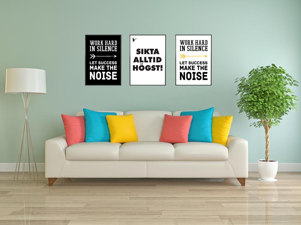 Work hard in silence - Hvid tekst med Sort baggrund Plakat
