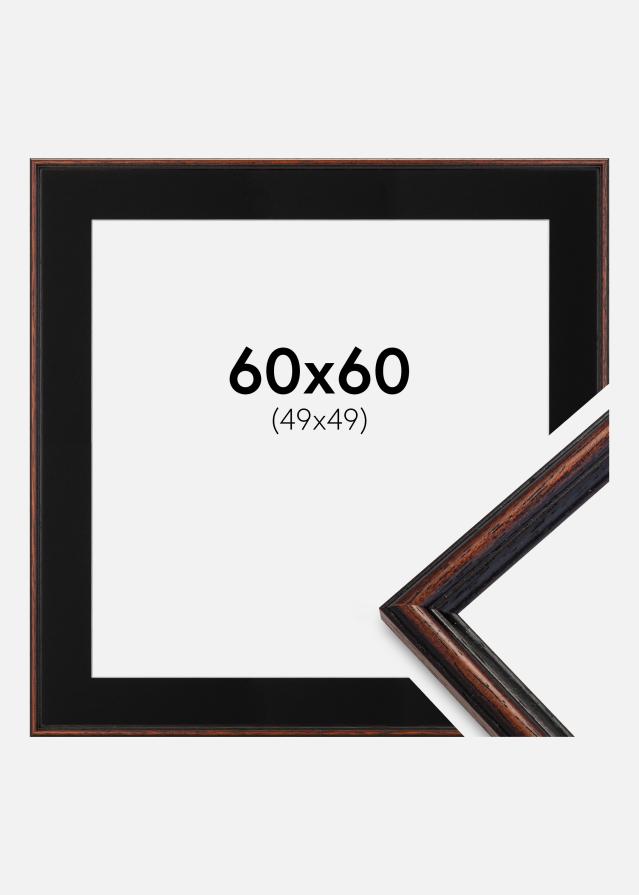 Ramme Horndal Valnød 60x60 cm - Passepartout Sort 50x50 cm