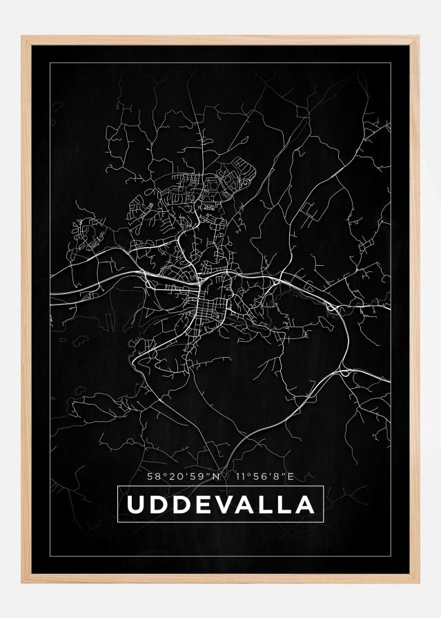 Kort - Uddevalla - Sort Plakat