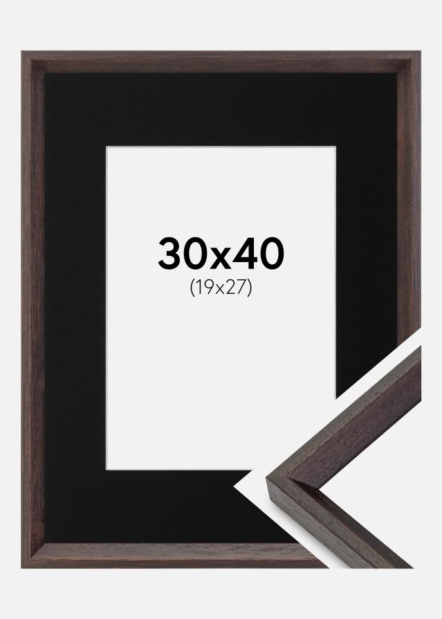 Ramme Globe Espresso 30x40 cm - Passepartout Sort 20x28 cm