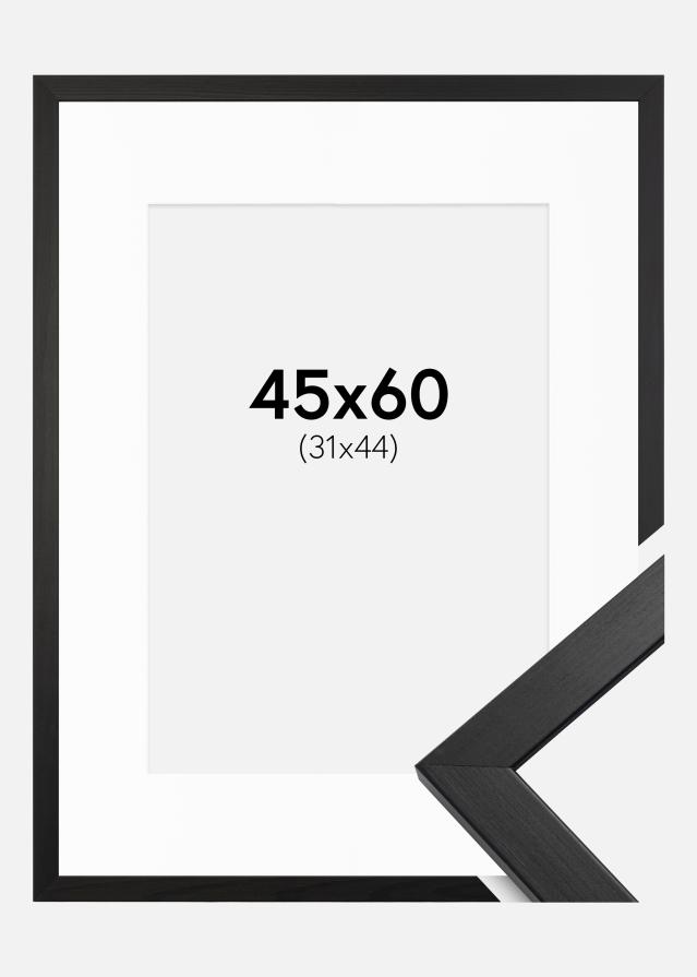Ramme Stilren Sort 45x60 cm - Passepartout Hvid 32x45 cm