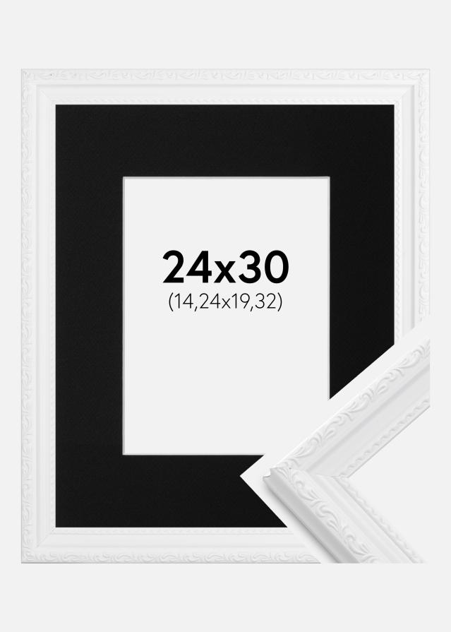 Ramme Abisko Hvid 24x30 cm - Passepartout Sort 6x8 inches