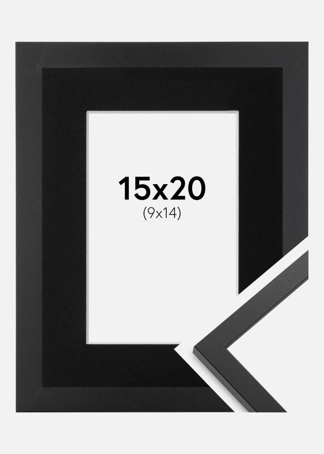 Ramme Trendy Sort 15x20 cm - Passepartout Sort 10x15 cm