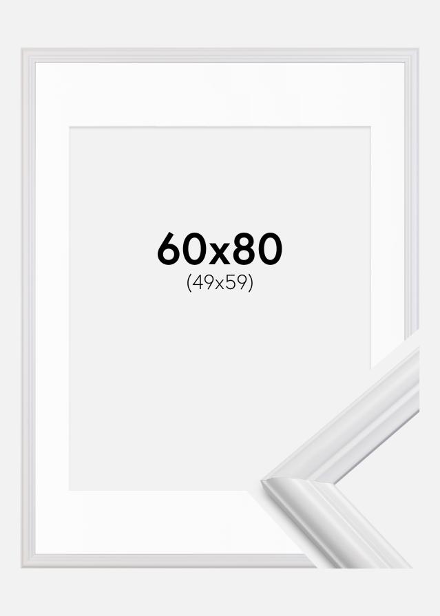 Ramme Siljan Hvid 60x80 cm - Passepartout Hvid 50x60 cm