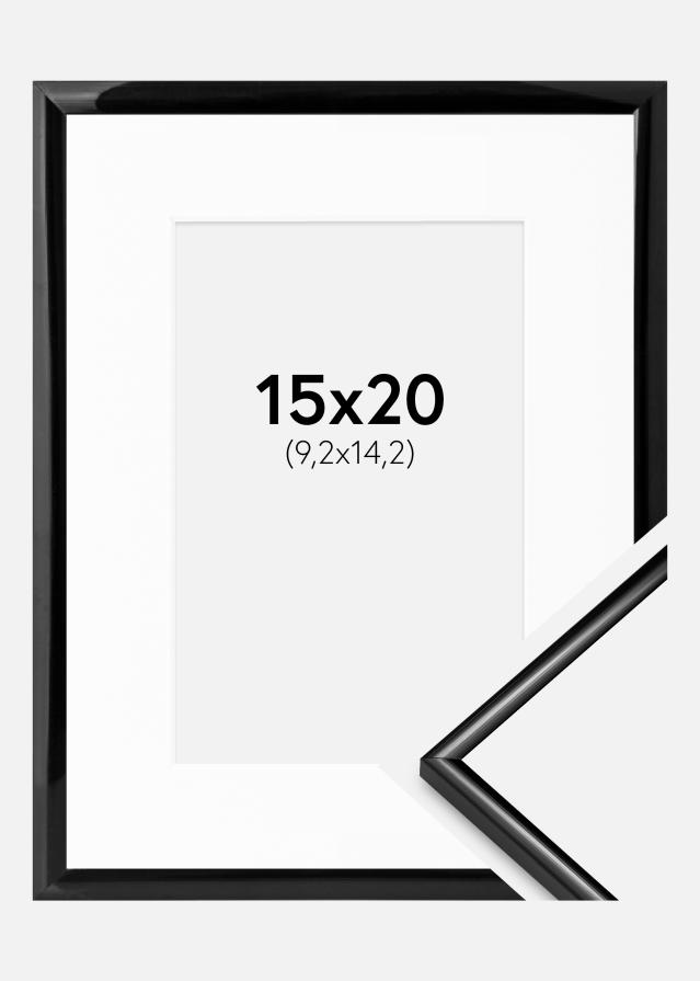 Ramme Scandi Sort 15x20 cm - Passepartout Hvid 4x6 inches