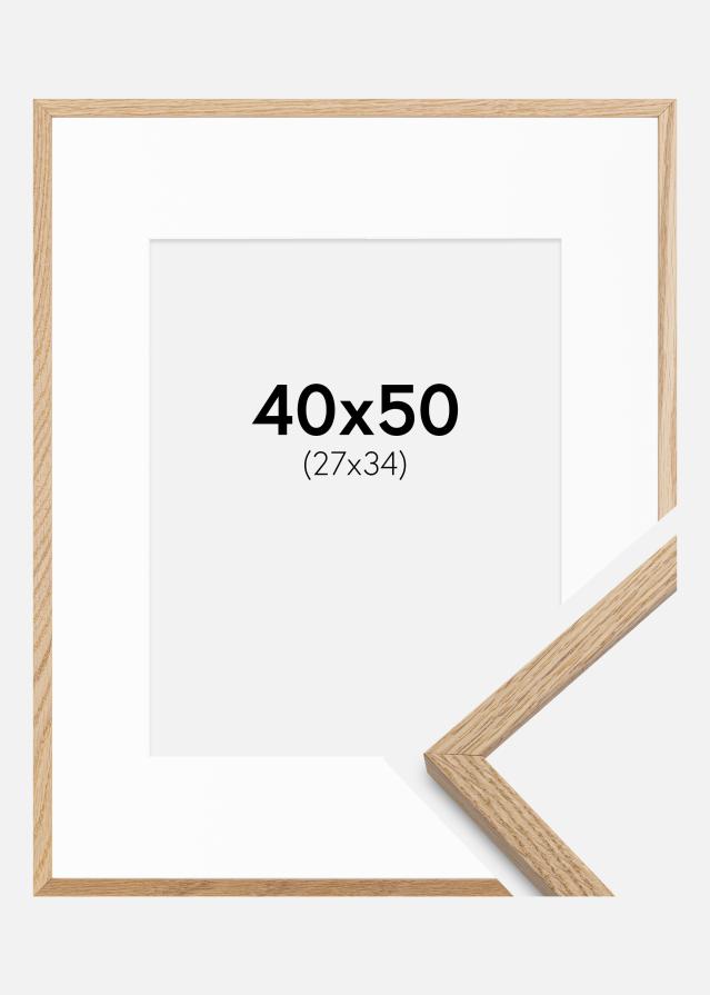 Ramme Oslo Eg 40x50 cm - Passepartout Hvid 28x35 cm