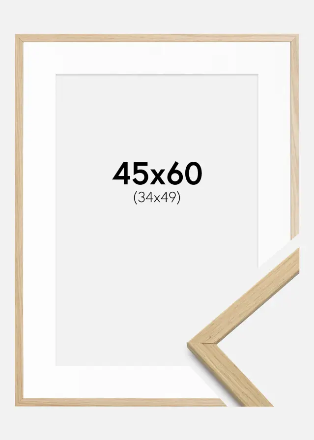 Ramme Edsbyn Eg 45x60 cm - Passepartout Hvid 35x50 cm