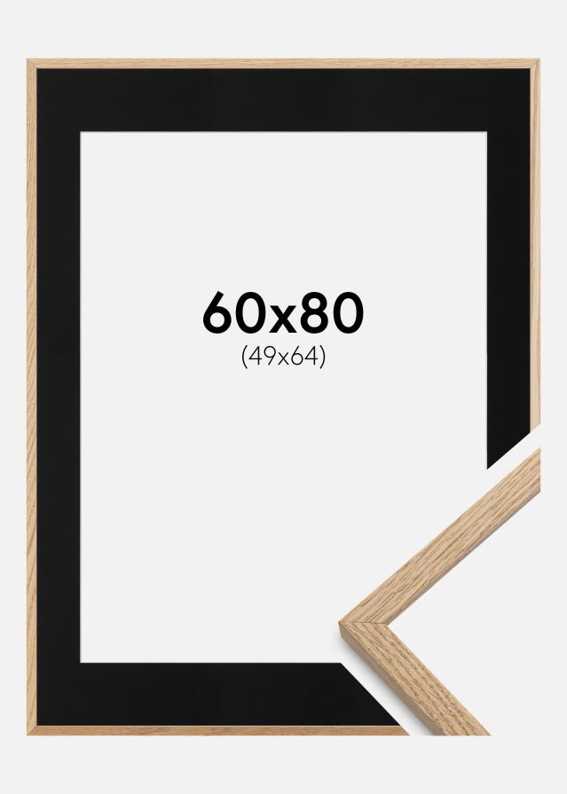 Ramme Oslo Eg 60x80 cm - Passepartout Sort 50x65 cm
