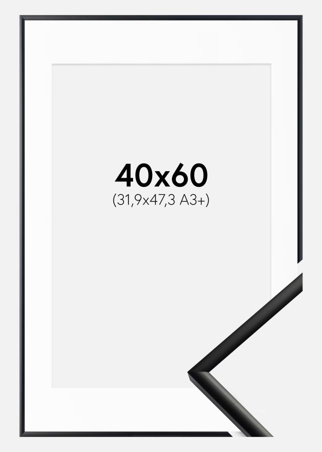 Ramme New Lifestyle Mat Sort 40x60 cm - Passepartout Hvid 32,9x48,3 cm (A3+)