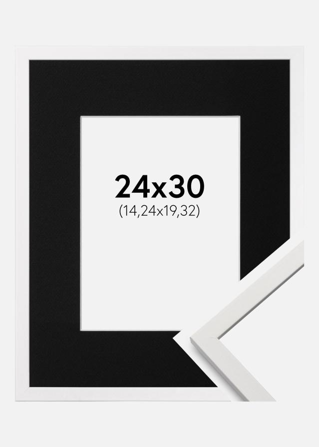 Ramme Edsbyn Hvid 24x30 cm - Passepartout Sort 6x8 inches (15,24x20,32 cm)