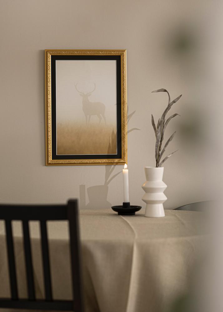 Ramme Nostalgia Guld 30x60 cm - Passepartout Sort 20x50 cm