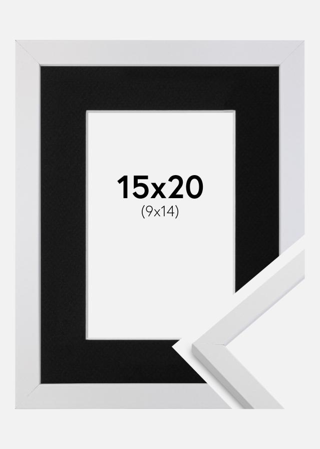 Ramme Trendy Hvid 15x20 cm - Passepartout Sort 10x15 cm