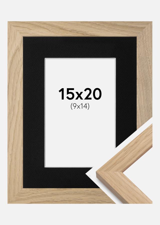 Ramme Oak Wood 15x20 cm - Passepartout Sort 10x15 cm