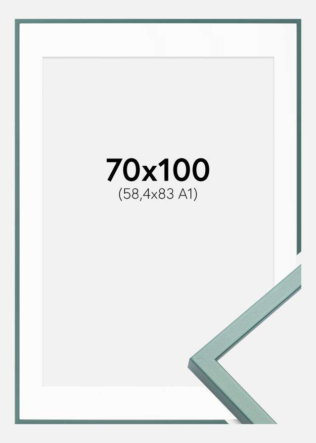 Ramme E-Line Grøn 70x100 cm - Passepartout Hvid 59,4x84 cm (A1)