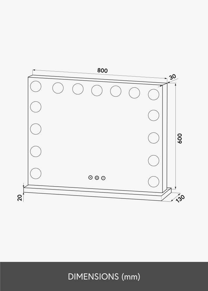 KAILA Makeupspejl Vanity LED 15 Hvid 80x60 cm