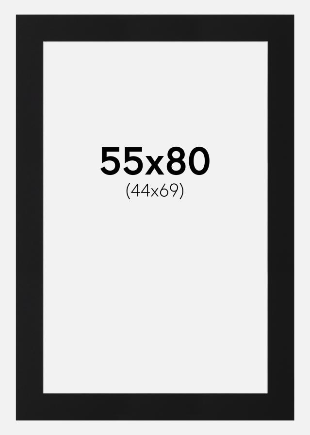 Passepartout Sort Standard (Hvid kerne) 55x80 cm (44x69)