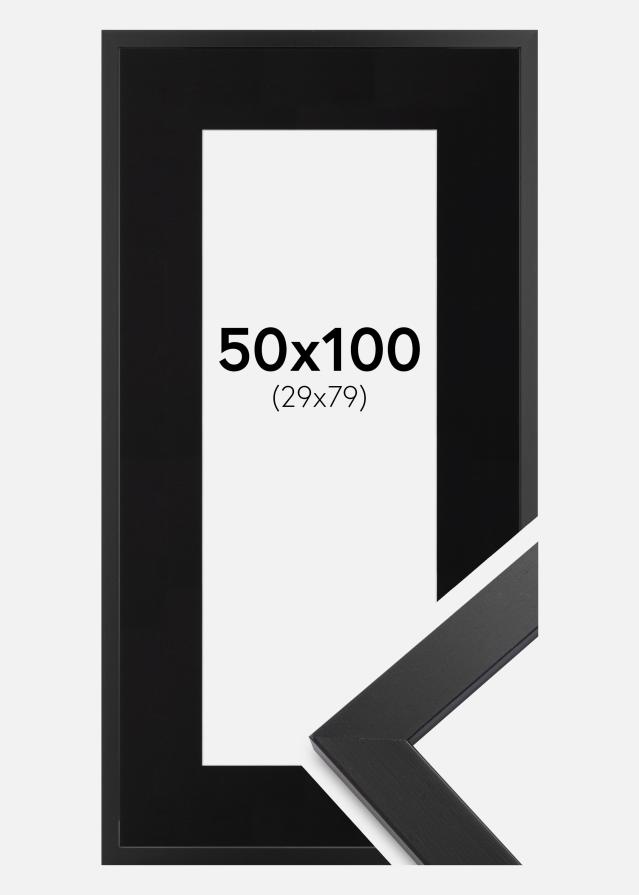 Ramme Black Wood 50x100 cm - Passepartout Sort 30x80 cm