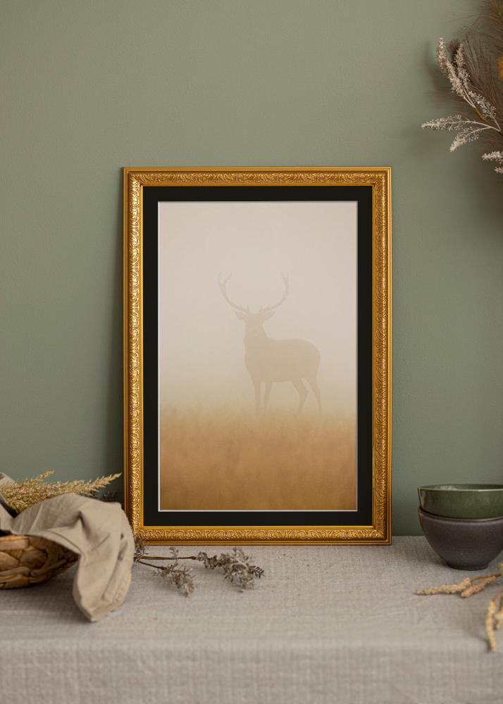 Ramme Nostalgia Guld 30x60 cm - Passepartout Sort 20x50 cm