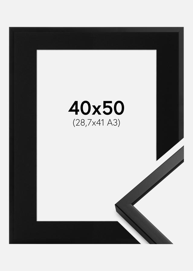 Ramme Oslo Sort 40x50 cm - Passepartout Sort 29,7x42 cm (A3)
