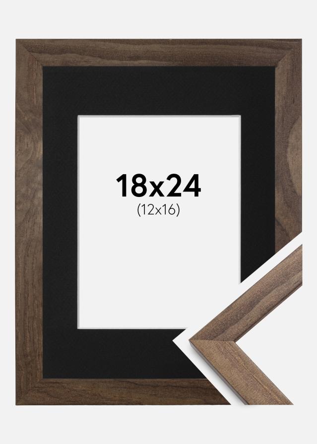 Ramme Stilren Valnød 18x24 cm - Passepartout Sort 13x17 cm