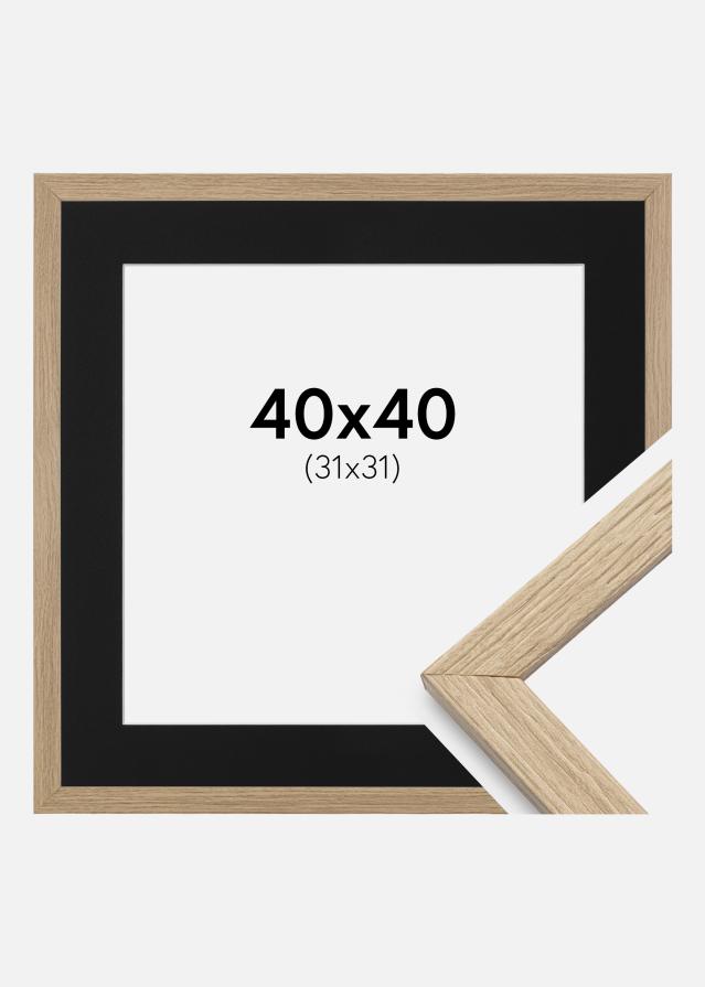 Ramme Stilren Eg 40x40 cm - Passepartout Sort 32x32 cm