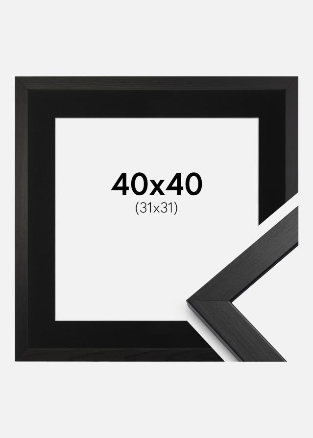 Ramme Stilren Sort 40x40 cm - Passepartout Sort 32x32 cm
