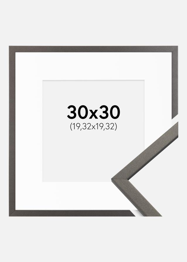 Ramme Edsbyn Grafit 30x30 cm - Passepartout Hvid 8x8 inches