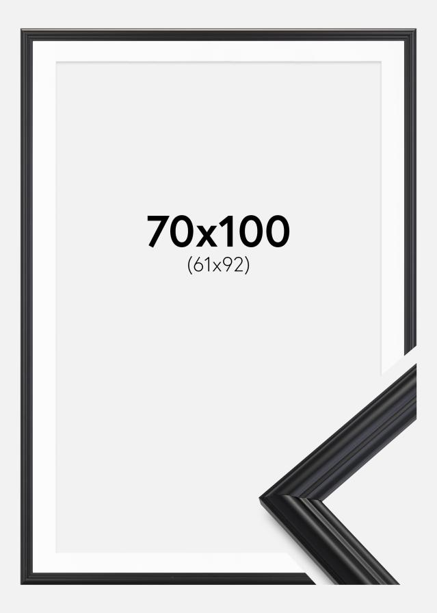 Ramme Siljan Sort 70x100 cm - Passepartout Hvid 62x93 cm