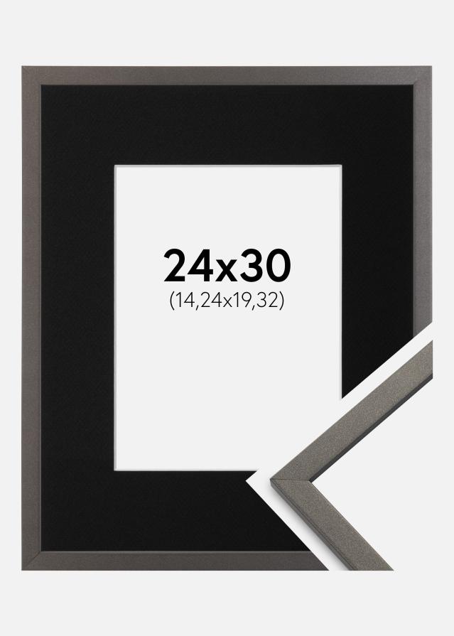 Ramme Edsbyn Grafit 24x30 cm - Passepartout Sort 6x8 inches
