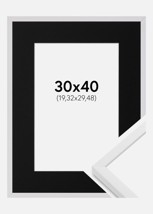 Ramme E-Line Hvid 30x40 cm - Passepartout Sort 8x12 inches