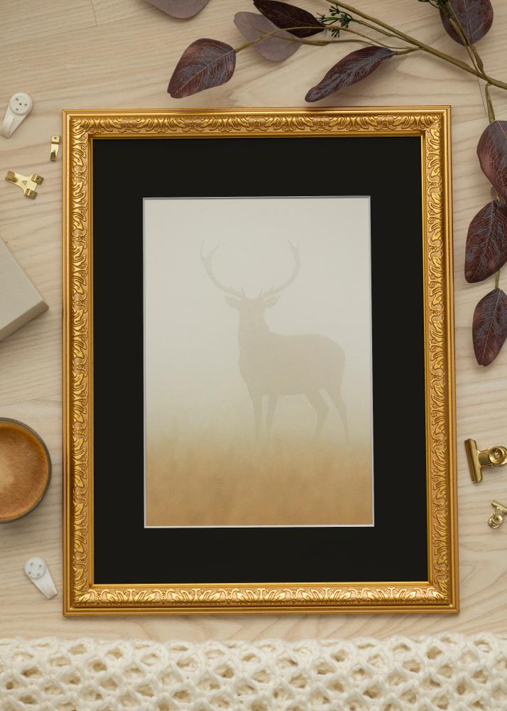 Ramme Nostalgia Guld 30x60 cm - Passepartout Sort 20x50 cm