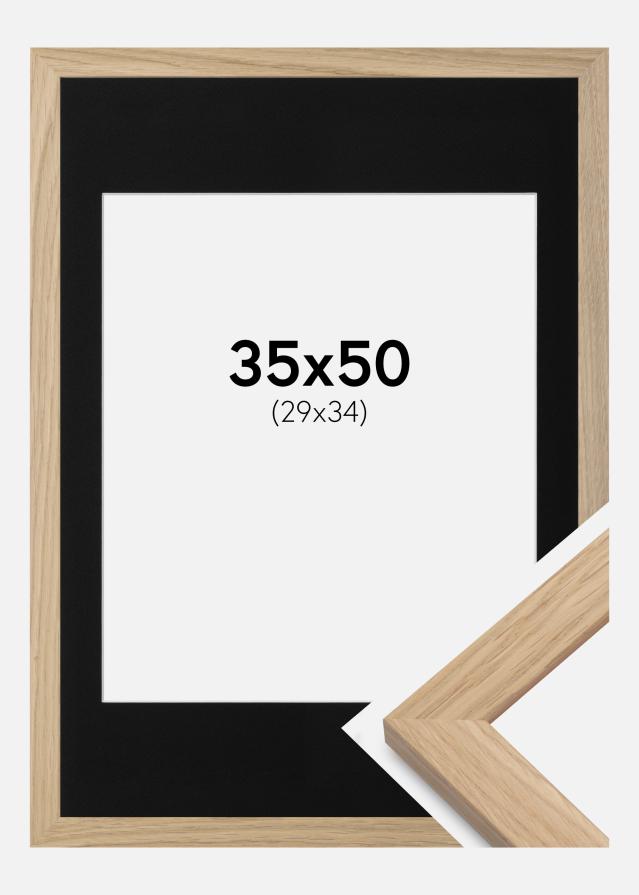 Ramme Oak Wood 35x50 cm - Passepartout Sort 30x35 cm