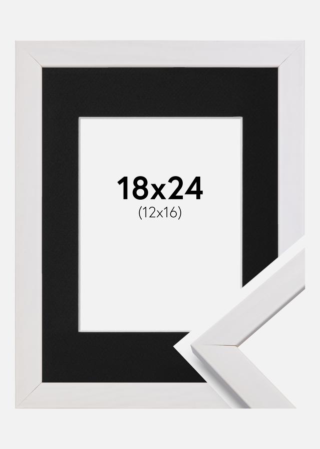 Ramme Stilren Hvid 18x24 cm - Passepartout Sort 13x17 cm