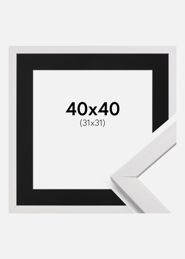 Ramme Stilren Hvid 40x40 cm - Passepartout Sort 32x32 cm