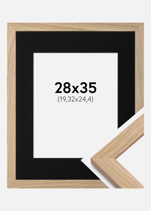 Ramme Oak Wood 28x35 cm - Passepartout Sort 8x10 inches