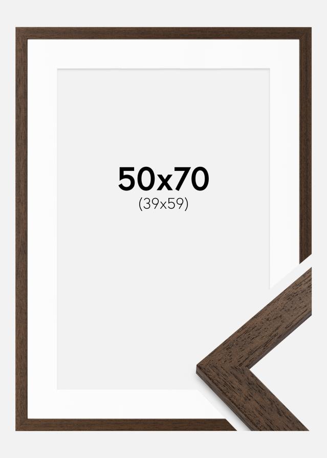 Ramme Brown Wood 50x70 cm - Passepartout Hvid 40x60 cm