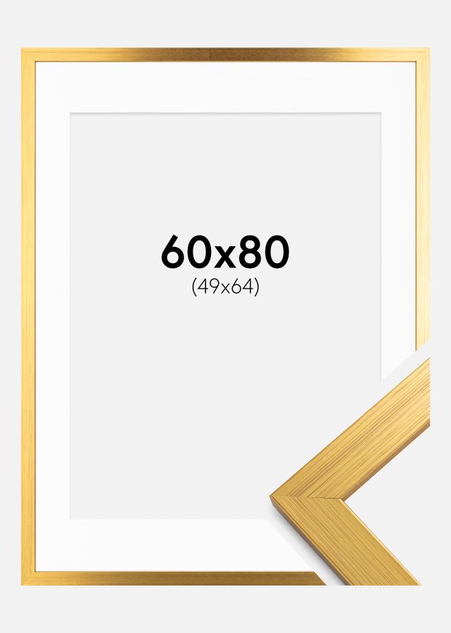 Ramme Gold Wood 60x80 cm - Passepartout Hvid 50x65 cm