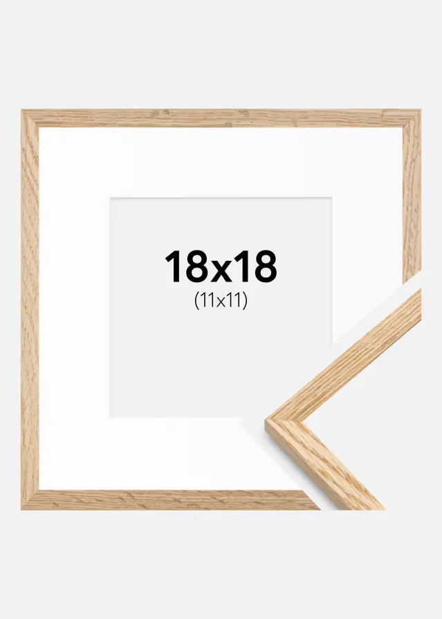 Ramme Tynd Eg 18x18 cm - Passepartout Hvid 12x12 cm