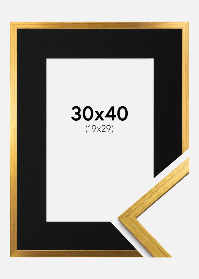 Ramme Edsbyn Guld 30x40 cm - Passepartout Sort 20x30 cm