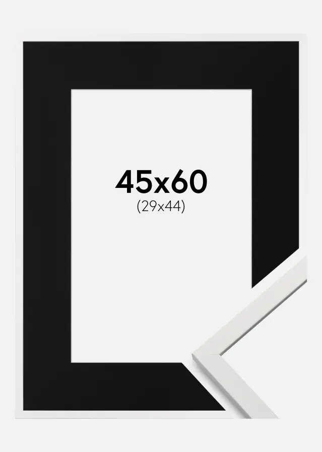 Ramme Edsbyn Hvid 45x60 cm - Passepartout Sort 30x45 cm