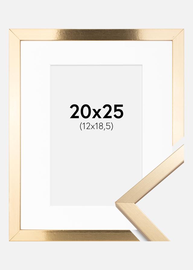 Ramme Trendy Guld 20x25 cm - Passepartout Hvid 13x19,5 cm