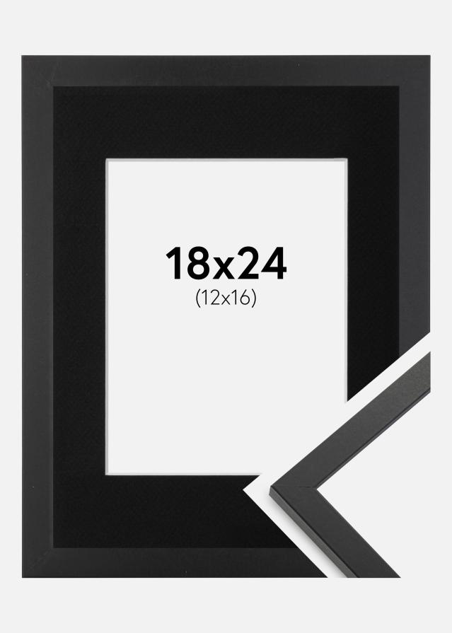 Ramme Trendy Sort 18x24 cm - Passepartout Sort 13x17 cm