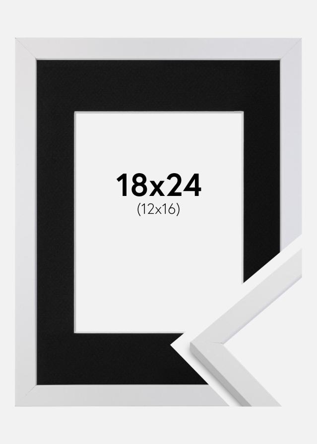 Ramme Trendy Hvid 18x24 cm - Passepartout Sort 13x17 cm
