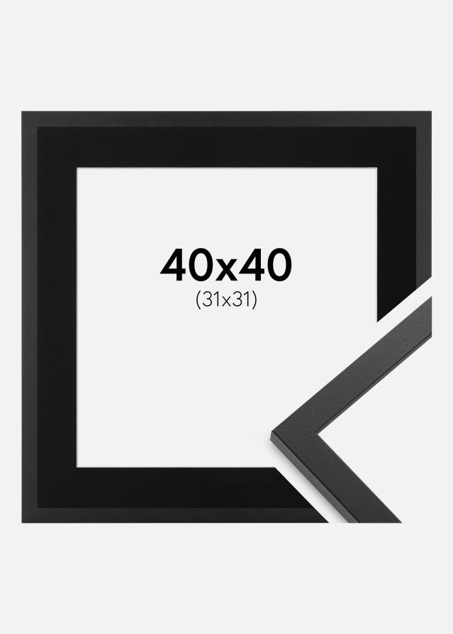 Ramme Trendy Sort 40x40 cm - Passepartout Sort 32x32 cm
