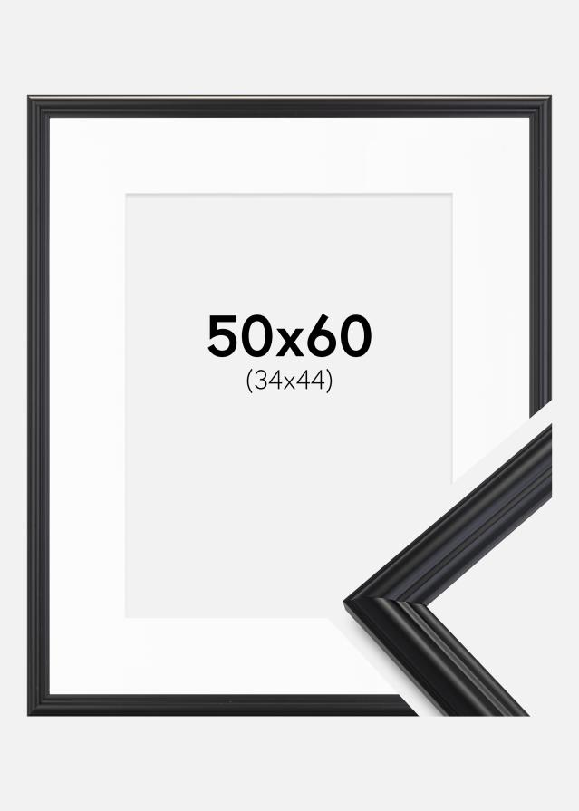 Ramme Siljan Sort 50x60 cm - Passepartout Hvid 35x45 cm