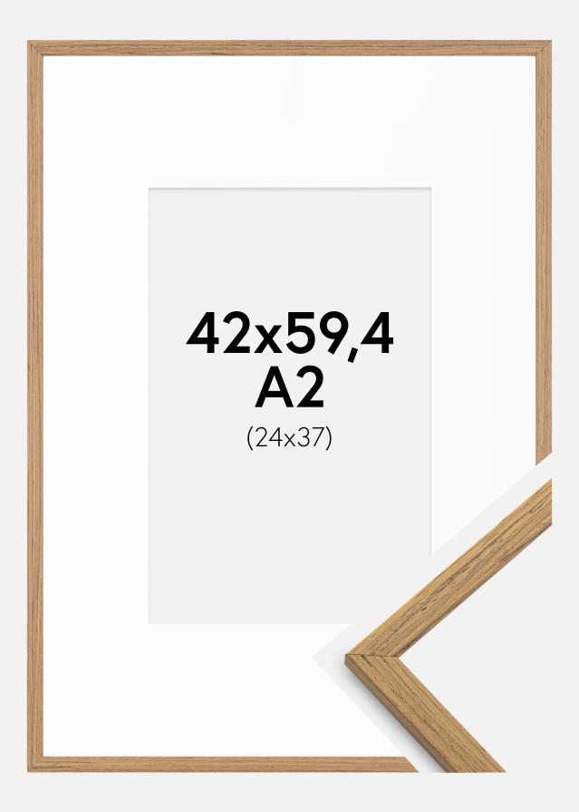Ramme Edsbyn Teak 42x59,4 cm (A2) - Passepartout Hvid 25x38 cm