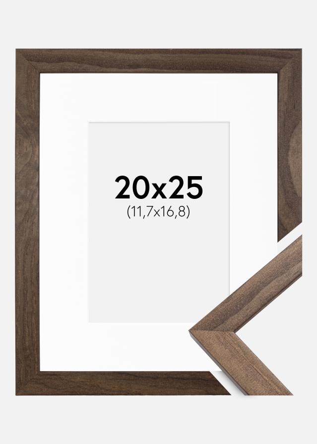 Ramme Stilren Valnød 20x25 cm - Passepartout Hvid 5x7 inches (12,7x17,8 cm)